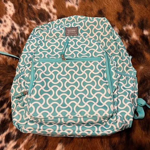 Chic Teal Patterned Backpack - Picture 1 of 5